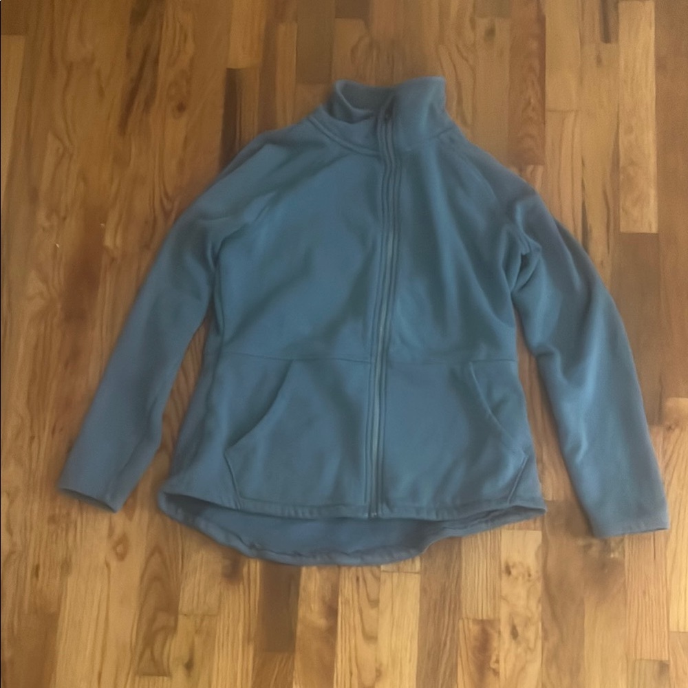 Blue Zip-Up Jacket with High Collar and Relaxed Fit